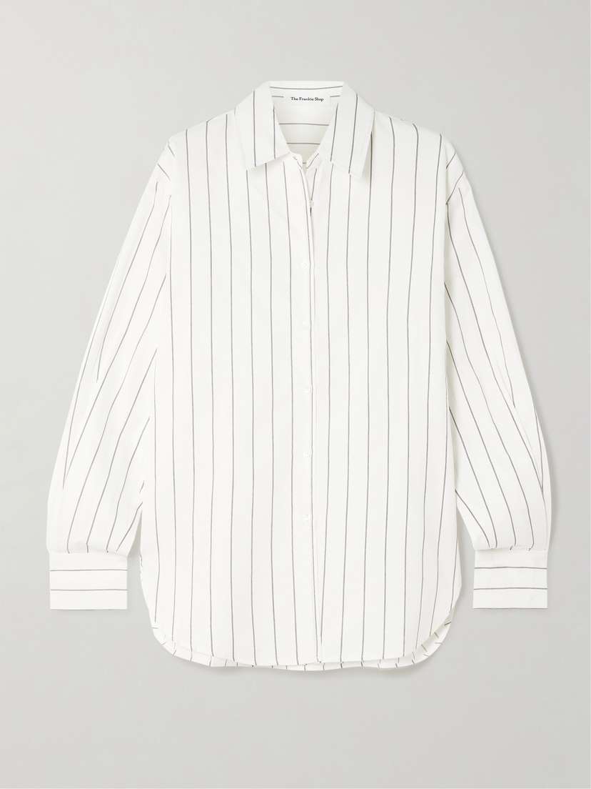 Рубашка из хлопчатобумажной поплиновой смеси в полоску Peri The Frankie Shop, белый
Рубашка из хлопчатобумажной поплиновой смеси в полоску Peri The Frankie Shop, белый