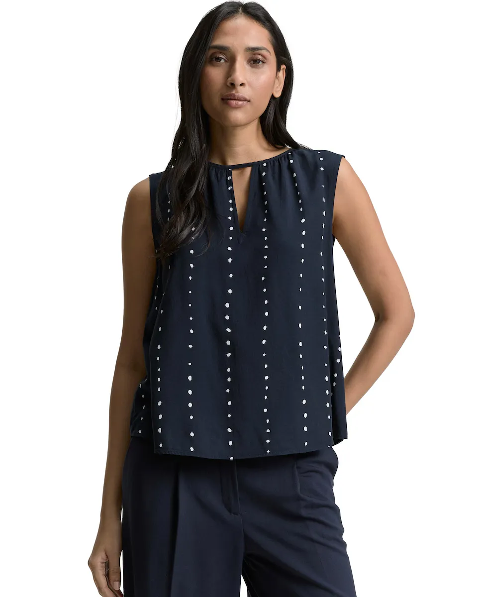 Женская блузка без рукавов с принтом Tom Tailor, темно-синий 
Женская блузка без рукавов с принтом Tom Tailor, темно-синий