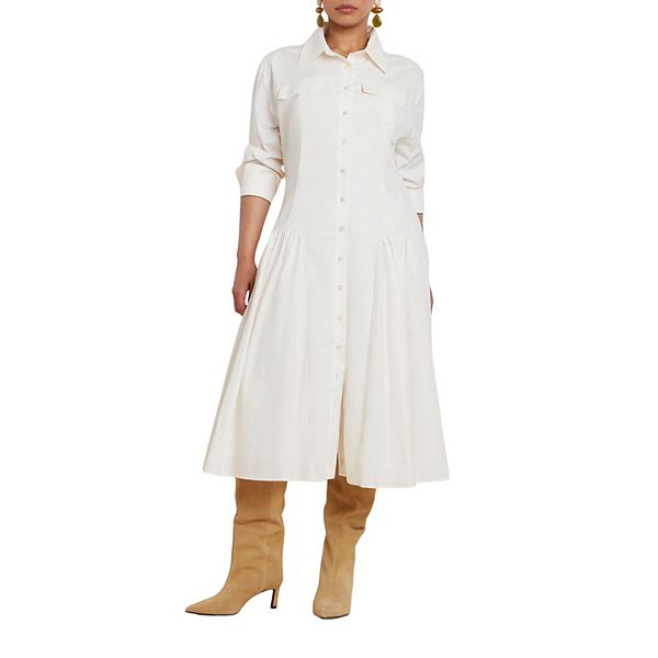 Женское платье plus size с присборенным подолом godet из поплина Eloquii
Женское платье plus size с присборенным подолом godet из поплина Eloquii