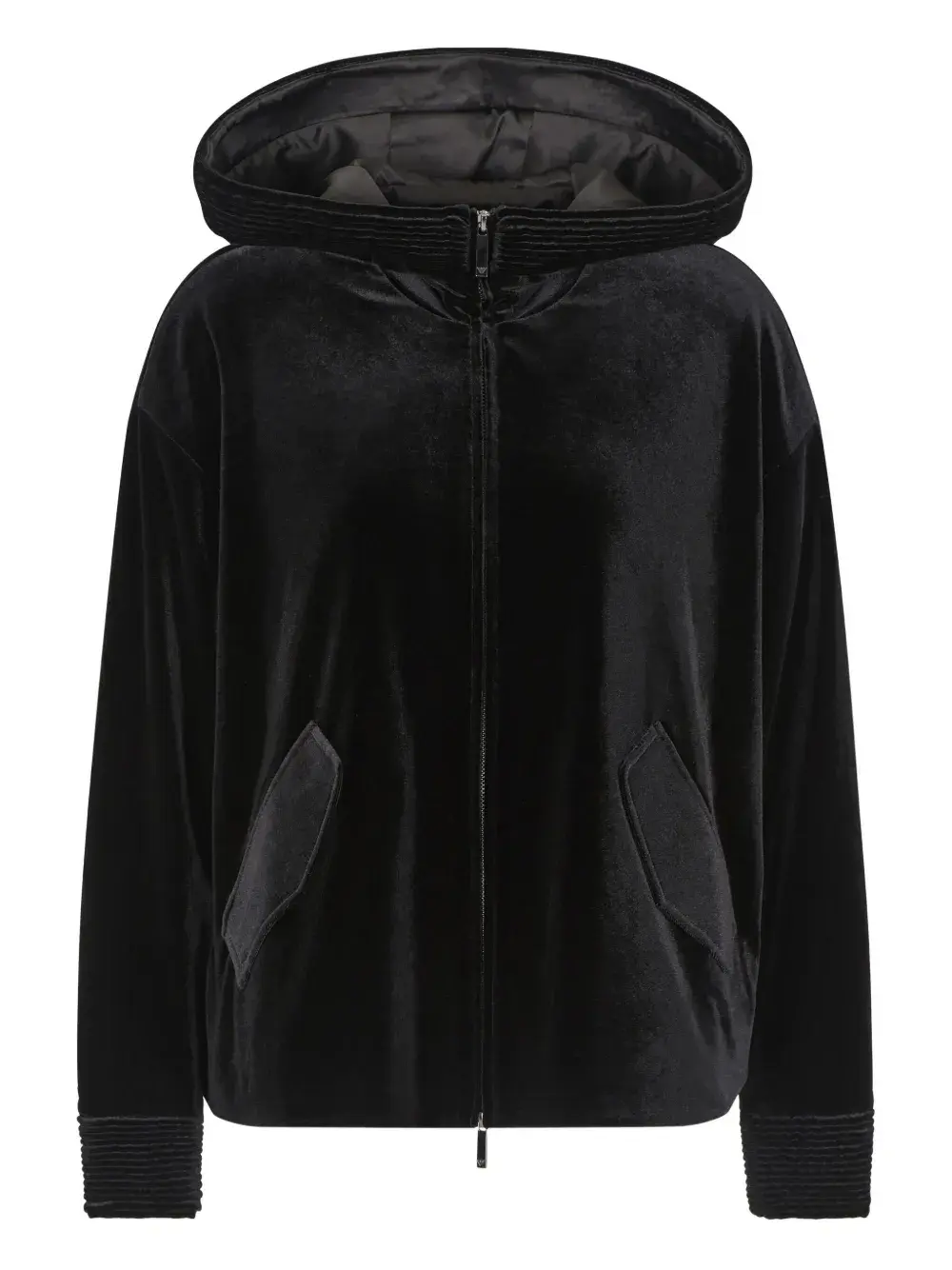 Бархатное худи на молнии Emporio Armani, черный
Бархатное худи на молнии Emporio Armani, черный