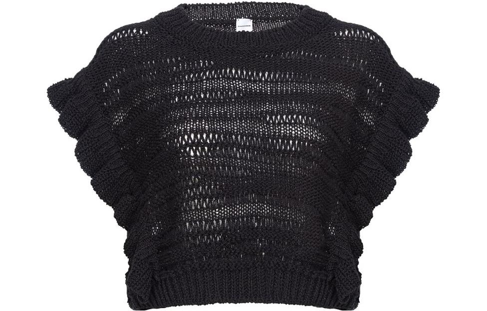 Вязаный укороченный топ с волнистыми полосками PINKO, черный
Вязаный укороченный топ с волнистыми полосками PINKO, черный