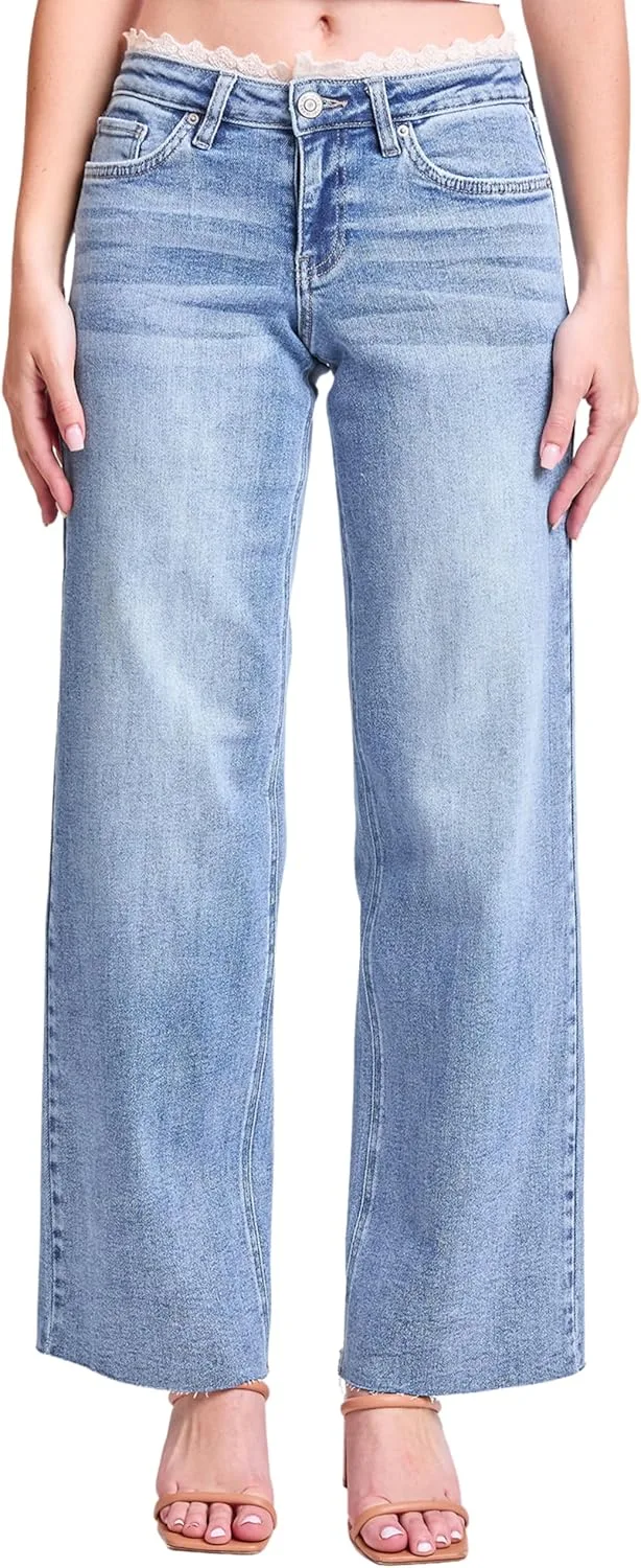 YMI Women's Jeans Luxe Lace Trim Wide Leg, P036660
YMI Women's Jeans Luxe Lace Trim Wide Leg, P036660