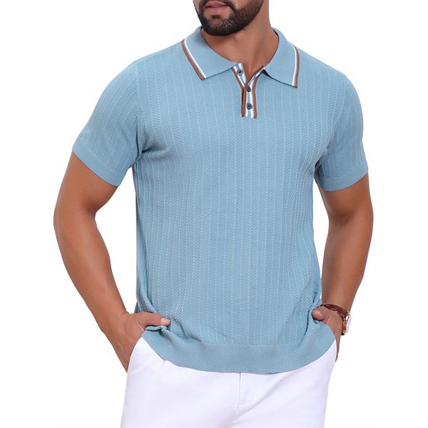 Мужская вязаная поло с ребристым подолом и коротким рукавом Inspire Chic, Light Blue
Мужская вязаная поло с ребристым подолом и коротким рукавом Inspire Chic, Light Blue