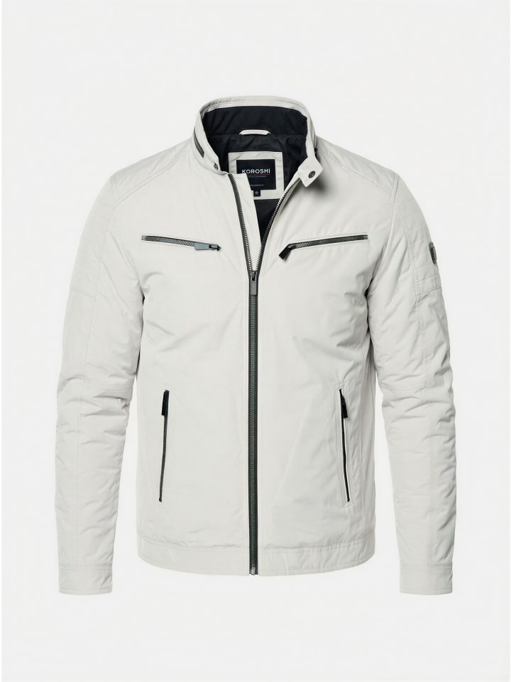 KOROSHI Легкая, короткая техническая байкерская куртка серого цвета
KOROSHI Легкая, короткая техническая байкерская куртка серого цвета