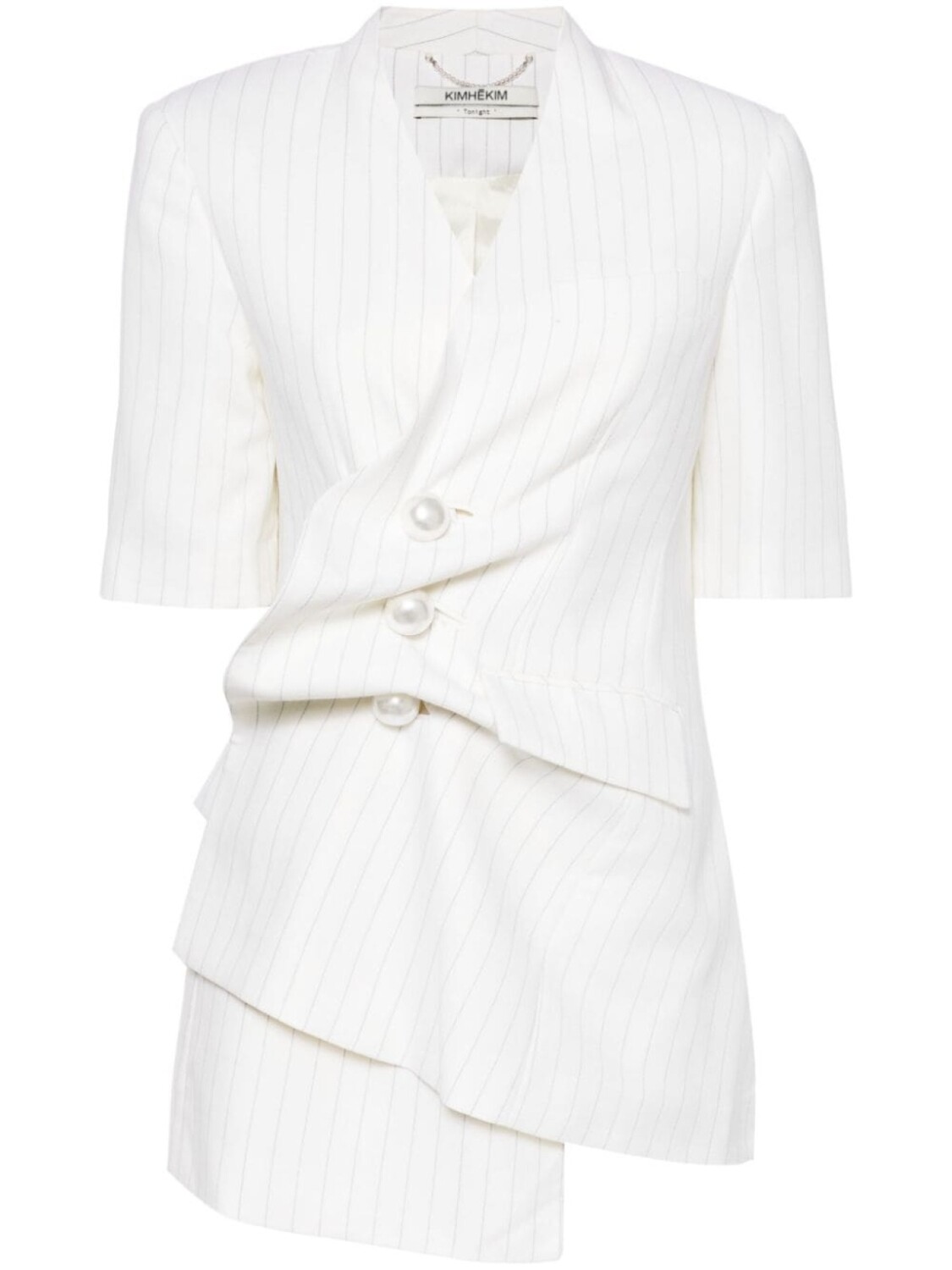 Блейзер с короткими рукавами и сборками Kimhekim, бежевый 
Блейзер с короткими рукавами и сборками Kimhekim, бежевый