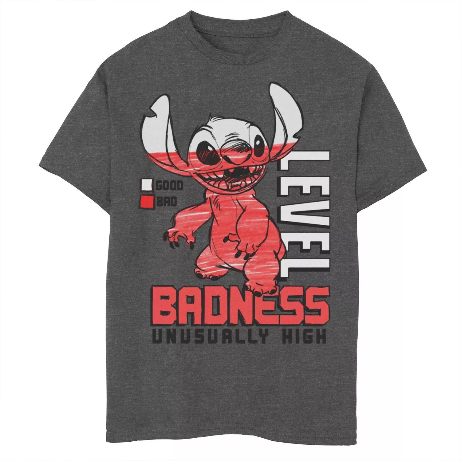 Футболка Disney's Lilo & Stitch для мальчиков 8–20 Level Badness с градиентным портретным рисунком Licensed Character 
Футболка Disney's Lilo & Stitch для мальчиков 8–20 Level Badness с градиентным портретным рисунком Licensed Character