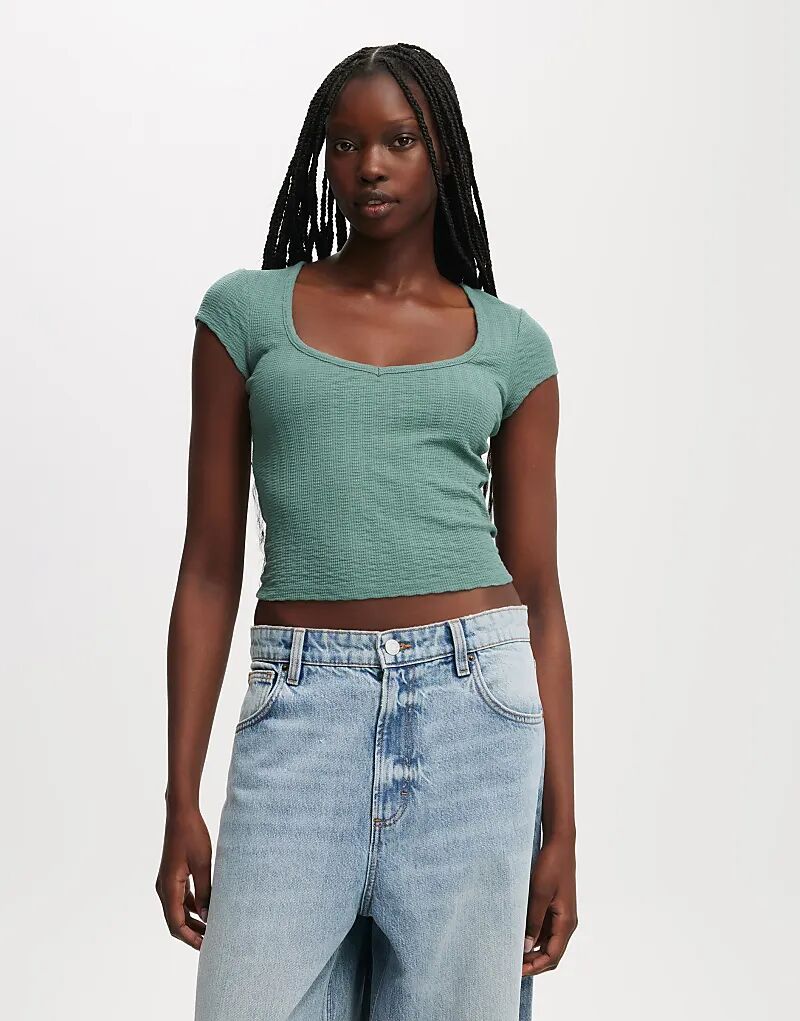 Текстурированный топ Hailey с коротким рукавом зеленого цвета
Текстурированный топ Hailey с коротким рукавом зеленого цвета