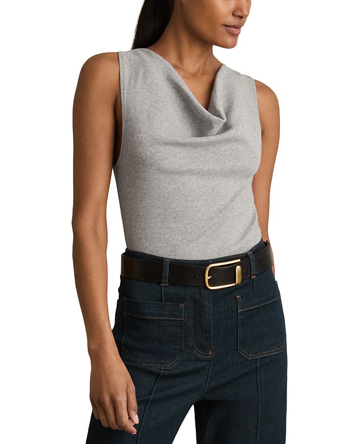 Лира Вязаный жилет с воротником-хомут REISS, серый 
Лира Вязаный жилет с воротником-хомут REISS, серый