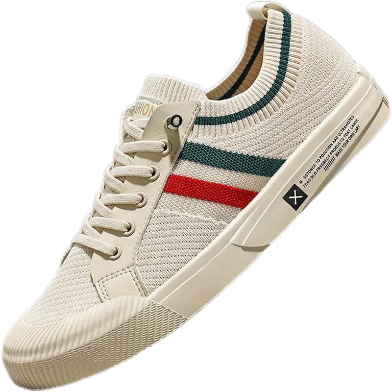 Удобные модные кроссовки - повседневная мужская обувь на шнуровке с подошвой из ЭВА - бежевые с красно-зеленой полоской для ежедневного ношения и пробежек Clolinde
Удобные модные кроссовки - повседневная мужская обувь на шнуровке с подошвой из ЭВА - бежевые с красно-зеленой полоской для ежедневного ношения и пробежек Clolinde