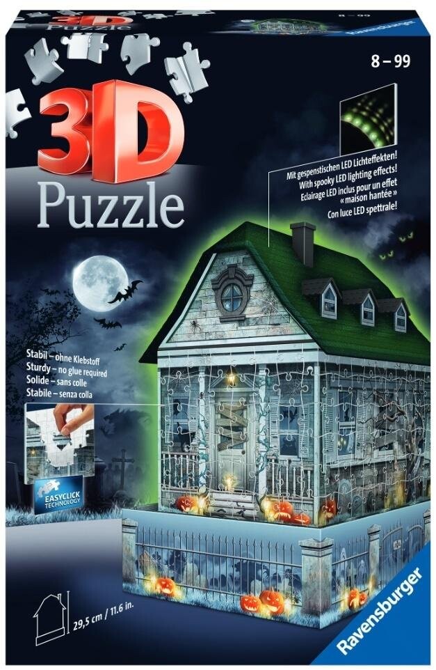 Ravensburger, пазл, 3D Здания ночью, Светящийся дом с привидениями, 216 шт.
Ravensburger, пазл, 3D Здания ночью, Светящийся дом с привидениями, 216 шт.