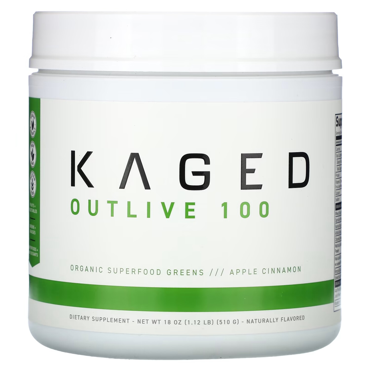 Добавка Kaged Outlive 100% Organic Superfoods Greens Apple Cinnamon, 510 г 
Добавка Kaged Outlive 100% Organic Superfoods Greens Apple Cinnamon, 510 г