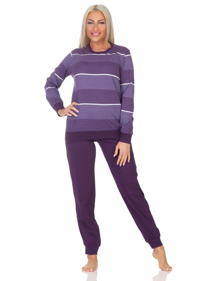 Пижама NORMANN Frottee langarm Bündchen Streifenoptik, фиолетовый
Пижама NORMANN Frottee langarm Bündchen Streifenoptik, фиолетовый