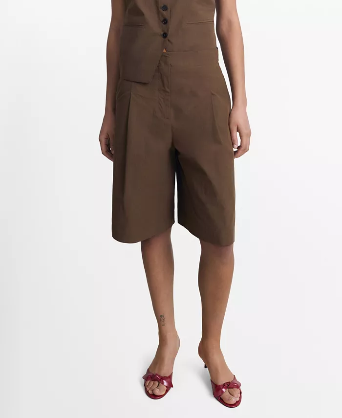 Женские хлопковые шорты-бермуды MANGO, коричневый
Женские хлопковые шорты-бермуды MANGO, коричневый