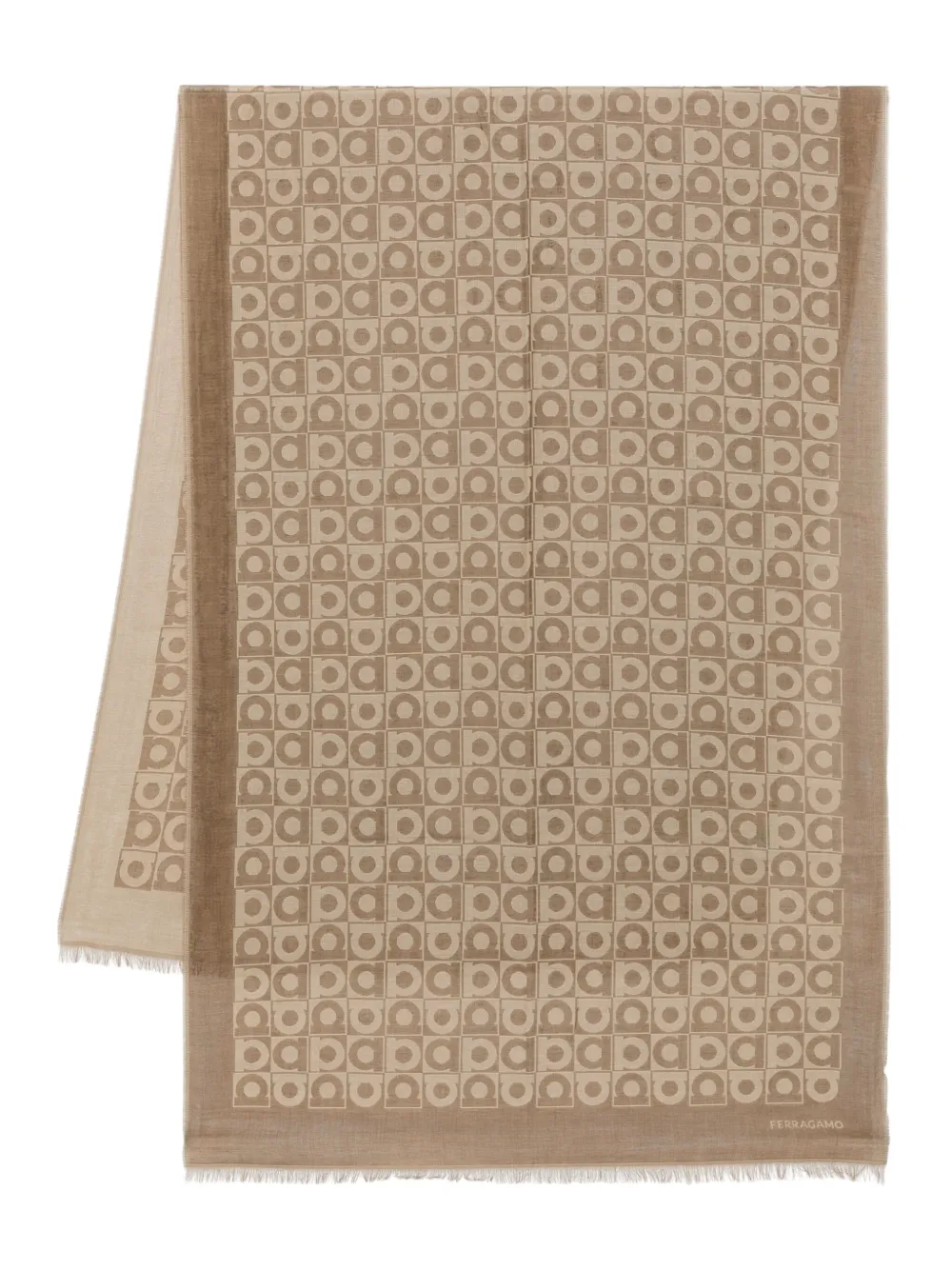 Шарф с узором из монограмм Ганчини Ferragamo, коричневый
Шарф с узором из монограмм Ганчини Ferragamo, коричневый