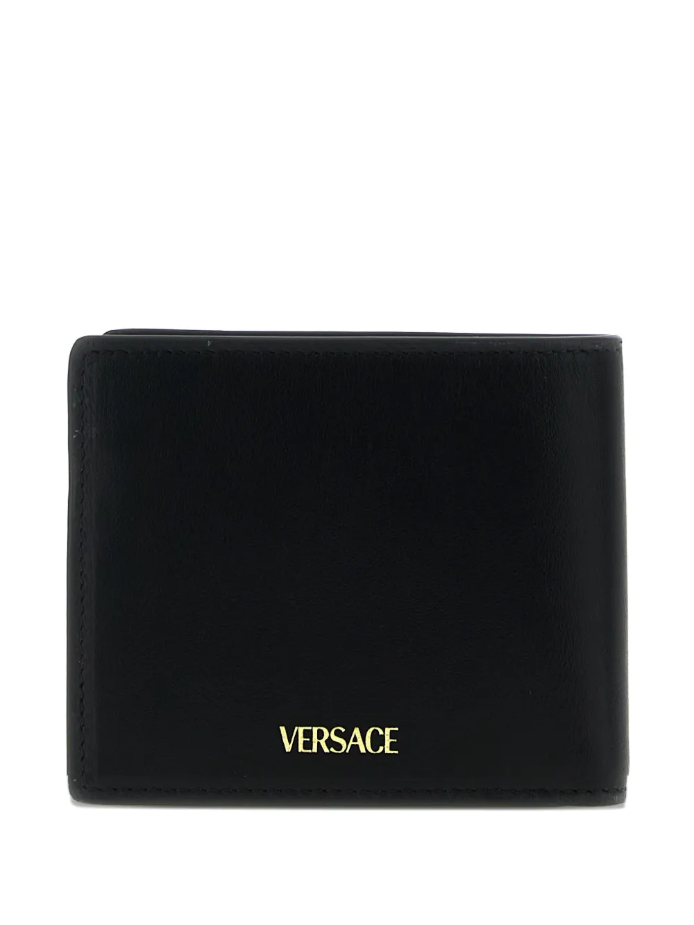 Кожаный кошелек с металлическим логотипом V Versace, черный
Кожаный кошелек с металлическим логотипом V Versace, черный