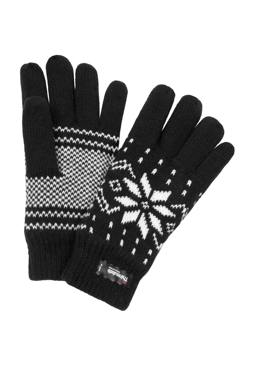 Вязаные перчатки на пальцы с норвежским мотивом normani, черный 
Вязаные перчатки на пальцы с норвежским мотивом normani, черный