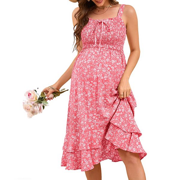 Летнее платье-миди для беременных с цветочным принтом, завязками на плечах и двойной рюшей по подолу Clearflower, Pink Floral
Летнее платье-миди для беременных с цветочным принтом, завязками на плечах и двойной рюшей по подолу Clearflower, Pink Floral