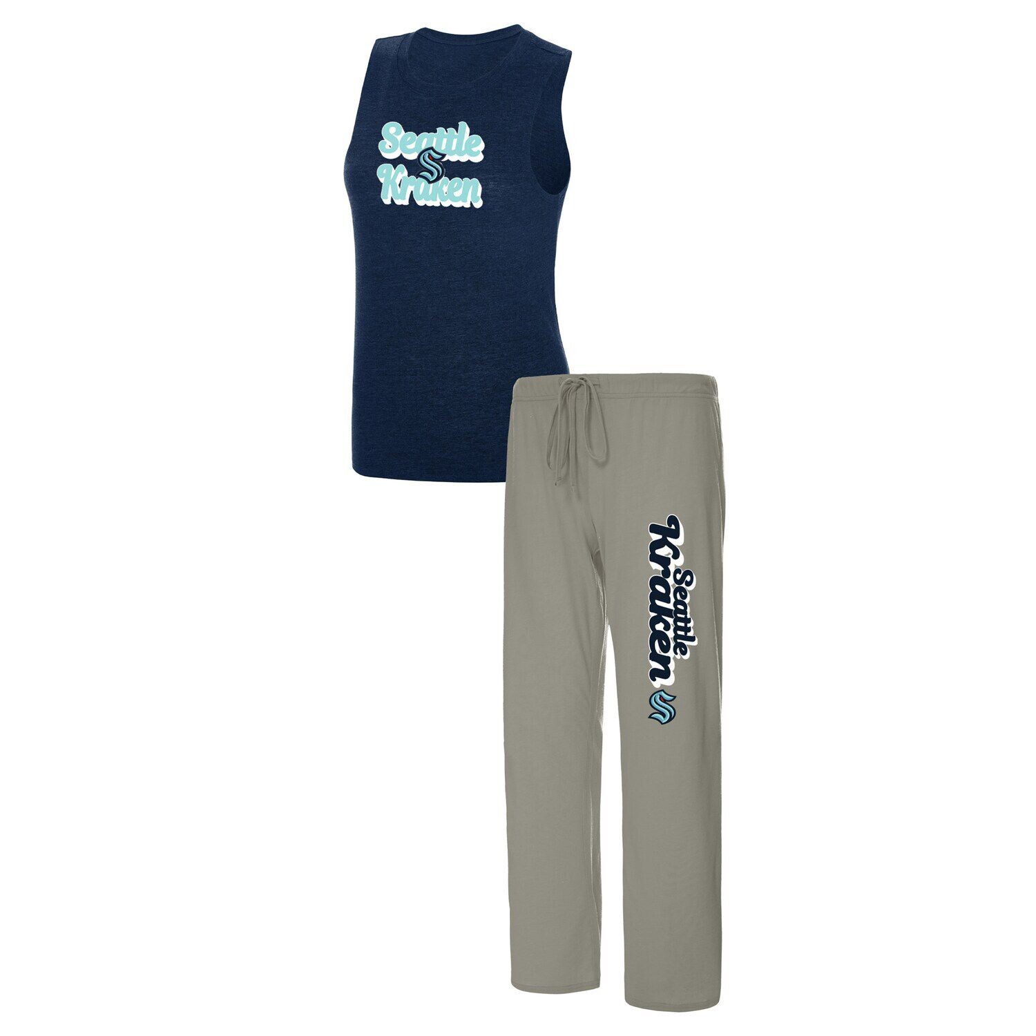 Женский спортивный спортивный костюм глубокого синего/серого цвета Seattle Kraken Meter, топ на бретельках и брюки, комплект для сна
Женский спортивный спортивный костюм глубокого синего/серого цвета Seattle Kraken Meter, топ на бретельках и брюки, комплект для сна