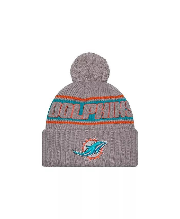 Мужская серая вязаная шапка Miami Dolphins 2024 Sideline Sport с манжетами и помпоном New Era
Мужская серая вязаная шапка Miami Dolphins 2024 Sideline Sport с манжетами и помпоном New Era
