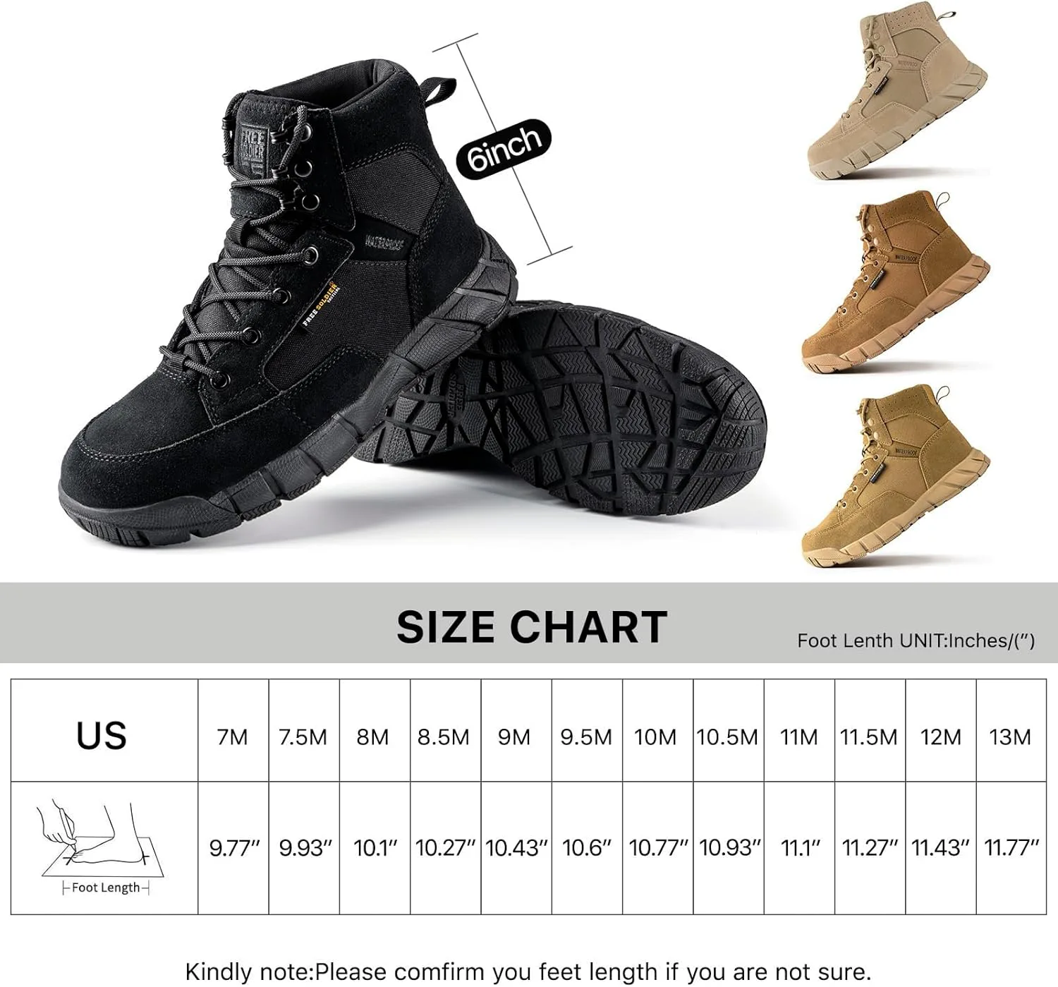 БЕСПЛАТНЫЕ SOLDIER для мужчин, прочные рабочие ботинки, 6 дюймов, легкие водонепроницаемые походные ботинки из замши и кожи, тактические ботинки Name FREE SOLDIER, черный
БЕСПЛАТНЫЕ SOLDIER для мужчин, прочные рабочие ботинки, 6 дюймов, легкие водонепроницаемые походные ботинки из замши и кожи, тактические ботинки Name FREE SOLDIER, черный