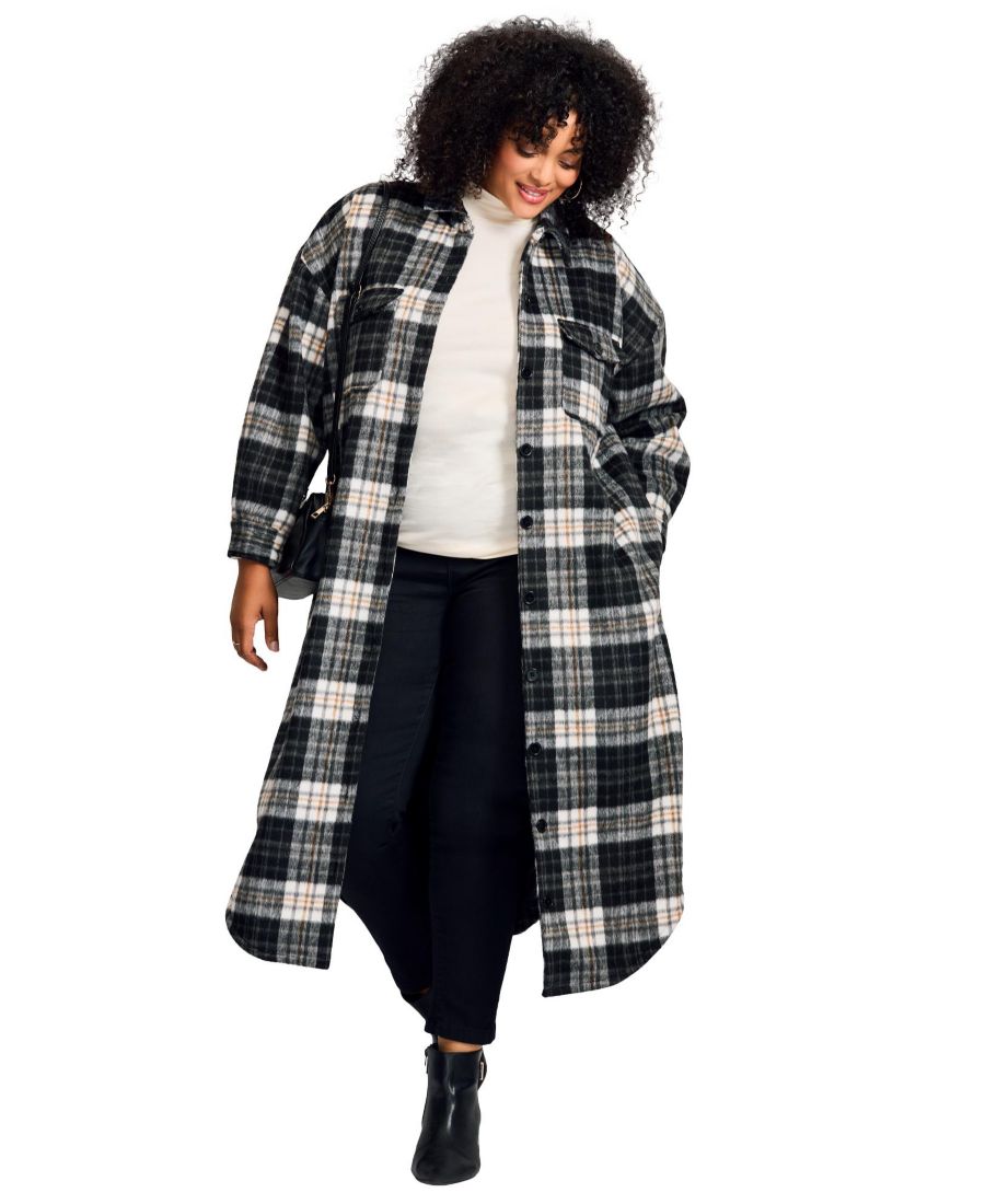 Женская длинная рубашка-жакет больших размеров с начесом AVENUE, Black brushed plaid
Женская длинная рубашка-жакет больших размеров с начесом AVENUE, Black brushed plaid