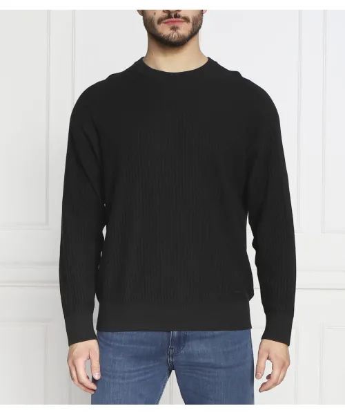 Свитер с текстурой «обратный пуф» Regular fit Calvin Klein, черный 
Свитер с текстурой «обратный пуф» Regular fit Calvin Klein, черный