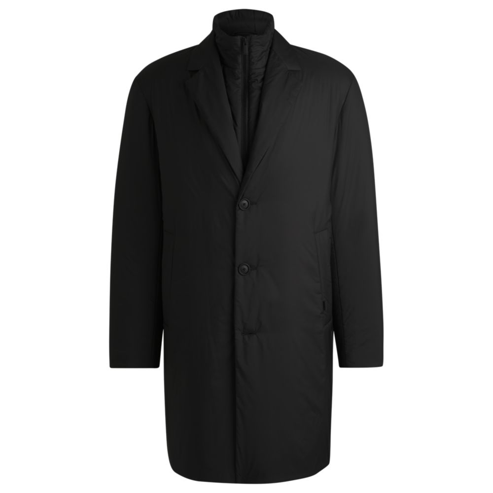 Легкое водоотталкивающее утепленное пальто с внутренней застежкой-молнией BOSS, черный 
Легкое водоотталкивающее утепленное пальто с внутренней застежкой-молнией BOSS, черный