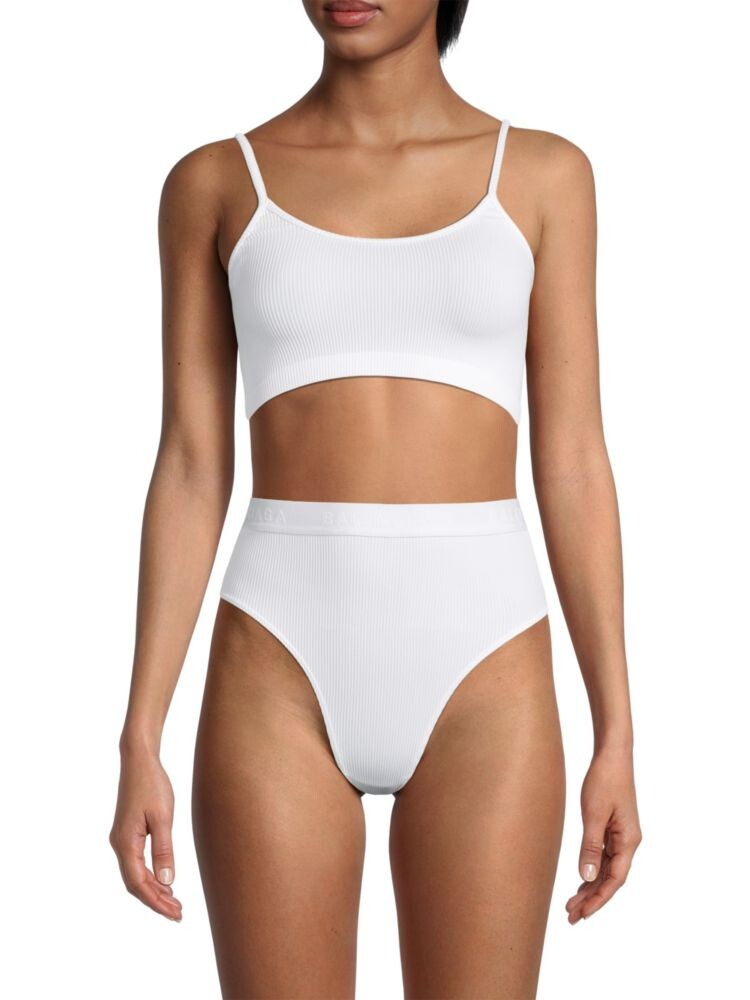 Укороченный топ ребристой вязки Balenciaga, белый
Укороченный топ ребристой вязки Balenciaga, белый