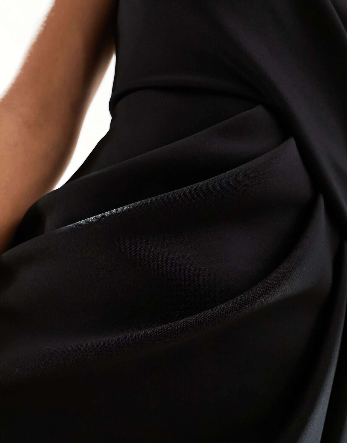 Черное облегающее платье макси со складками на одно плечо ASOS, Черный, Черное облегающее платье макси со складками на одно плечо ASOS