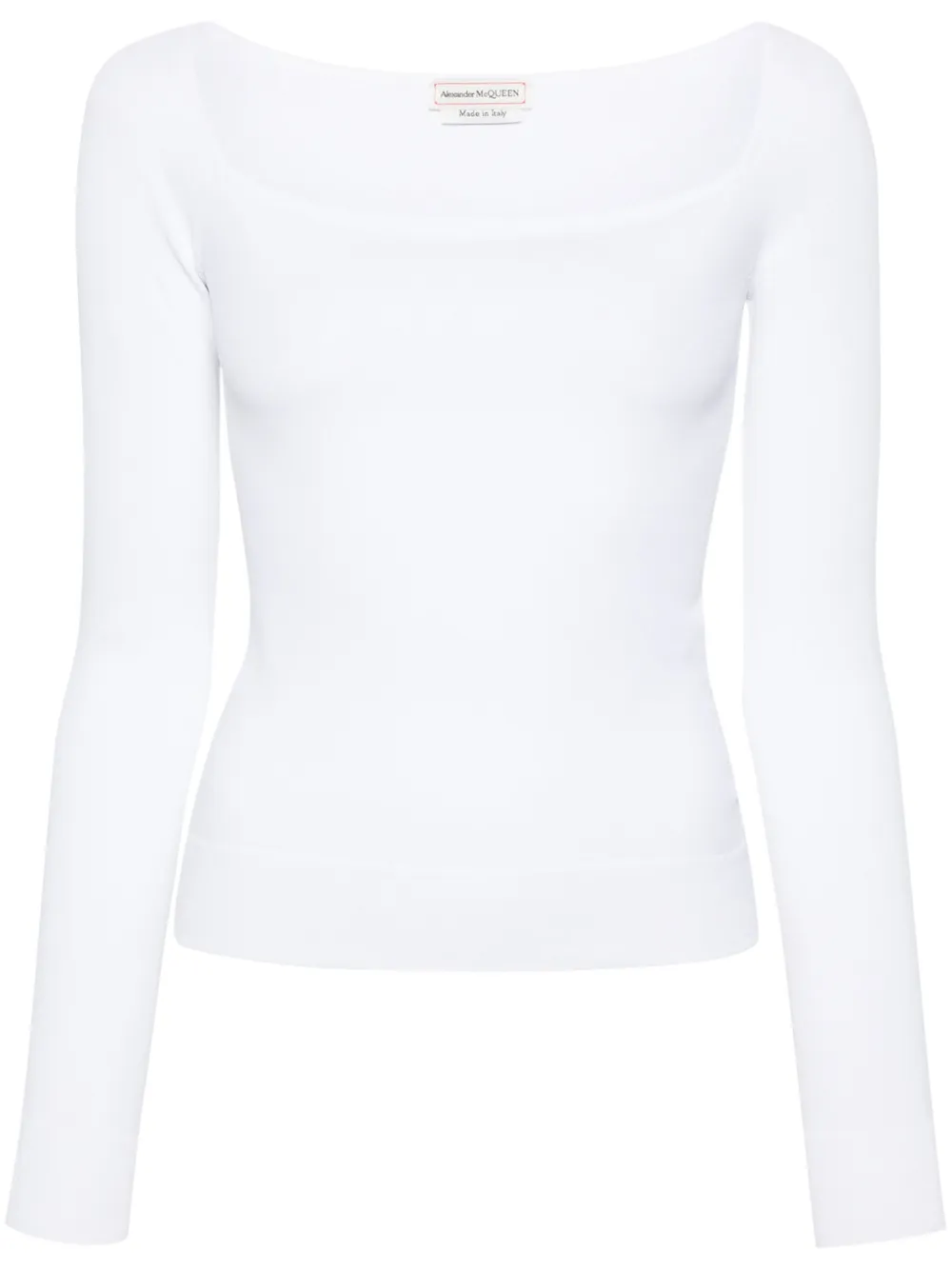 Топ тонкой вязки с квадратным вырезом Alexander McQueen, белый 
Топ тонкой вязки с квадратным вырезом Alexander McQueen, белый