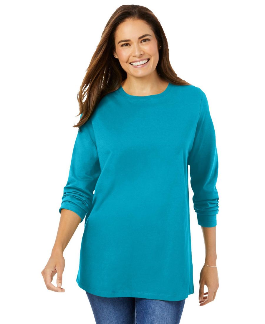 Футболка с длинными рукавами и круглым вырезом идеального размера для полных женщин Woman Within, Pretty turquoise
Футболка с длинными рукавами и круглым вырезом идеального размера для полных женщин Woman Within, Pretty turquoise