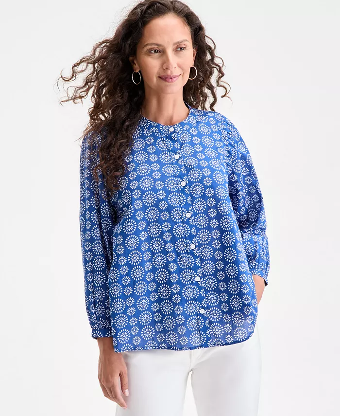 Женская блуза из хлопка с принтом и застежкой на пуговицы Style & Co, синий
Женская блуза из хлопка с принтом и застежкой на пуговицы Style & Co, синий