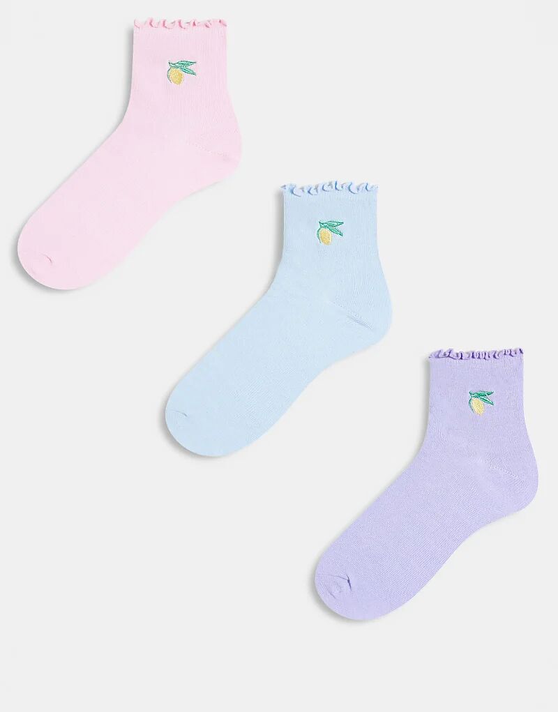 Brave Soul, 2 пары носков с вышивкой лимона в синем, розовом и фиолетовом цветах
Brave Soul, 2 пары носков с вышивкой лимона в синем, розовом и фиолетовом цветах