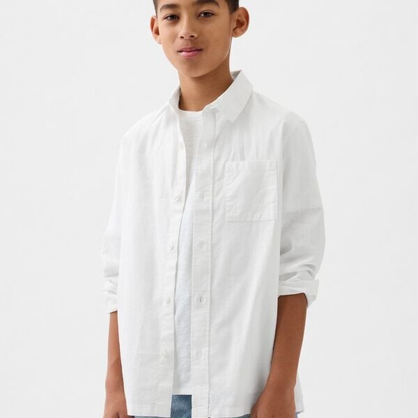 Рубашка из льна и хлопка Gap, белый
Рубашка из льна и хлопка Gap, белый