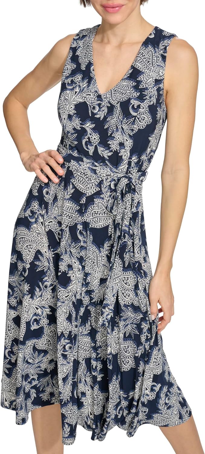 Женское платье миди Tommy Hilfiger без рукавов с V-образным вырезом и завязкой на талии, Sky Captain/Harbor Blue
Женское платье миди Tommy Hilfiger без рукавов с V-образным вырезом и завязкой на талии, Sky Captain/Harbor Blue