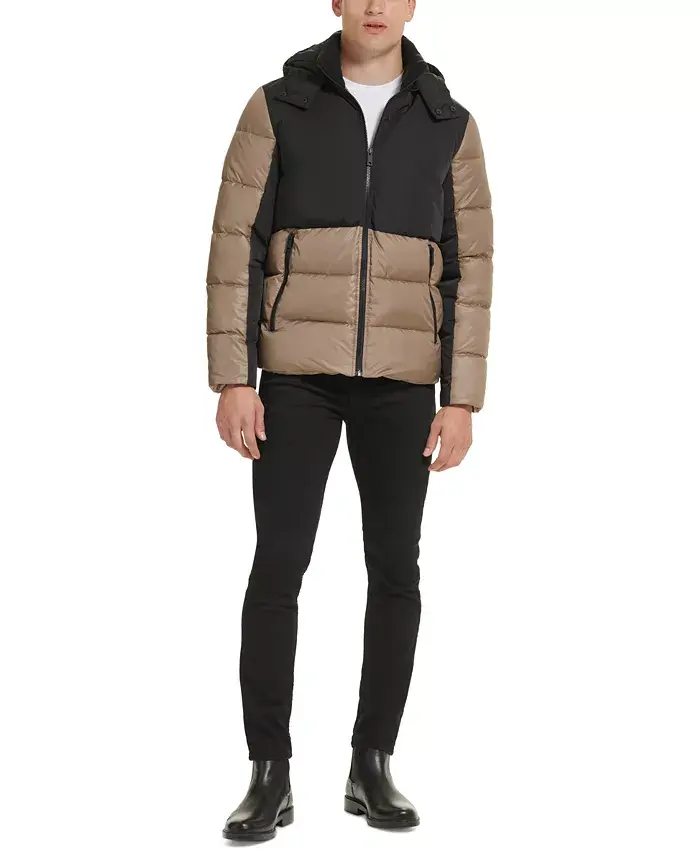 Мужская куртка-пуховик с цветными блоками из смешанных материалов Kenneth Cole, загар/бежевый
Мужская куртка-пуховик с цветными блоками из смешанных материалов Kenneth Cole, загар/бежевый