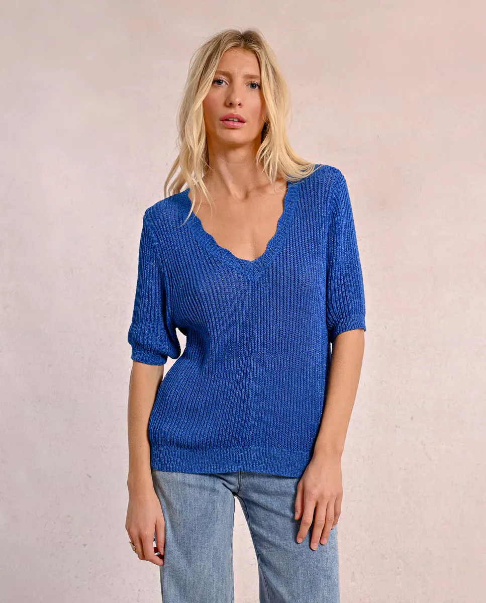 Женский свитер с короткими рукавами и V-образным вырезом Molly Bracken, синий
Женский свитер с короткими рукавами и V-образным вырезом Molly Bracken, синий