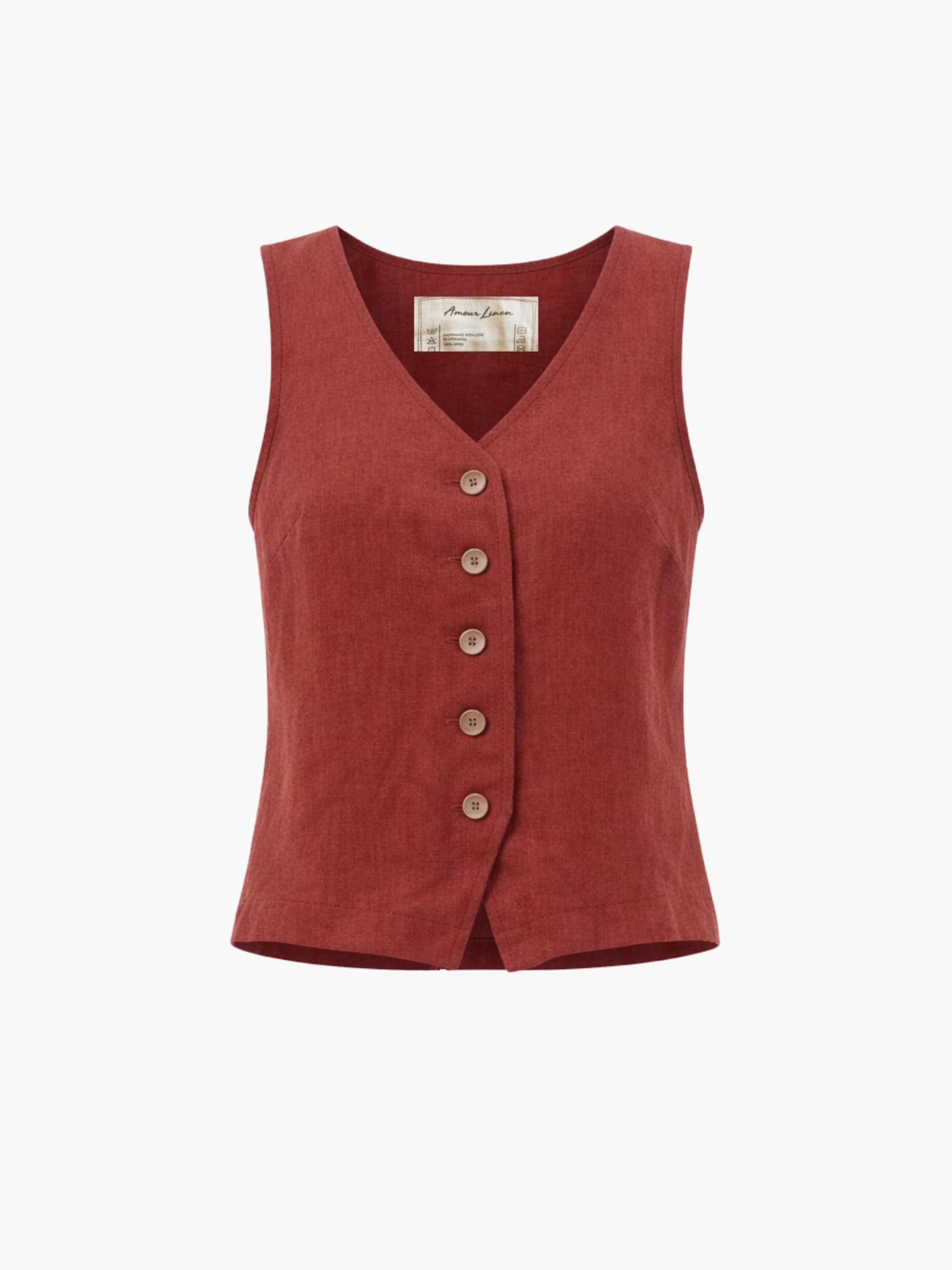 AmourLinen Жилет 'Greta' в темно-красном цвете
AmourLinen Жилет 'Greta' в темно-красном цвете