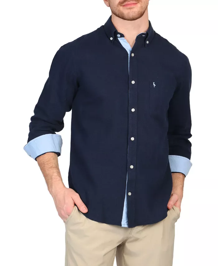 Мужская однотонная рубашка с длинным рукавом из смесового льна Tailorbyrd, синий
Мужская однотонная рубашка с длинным рукавом из смесового льна Tailorbyrd, синий