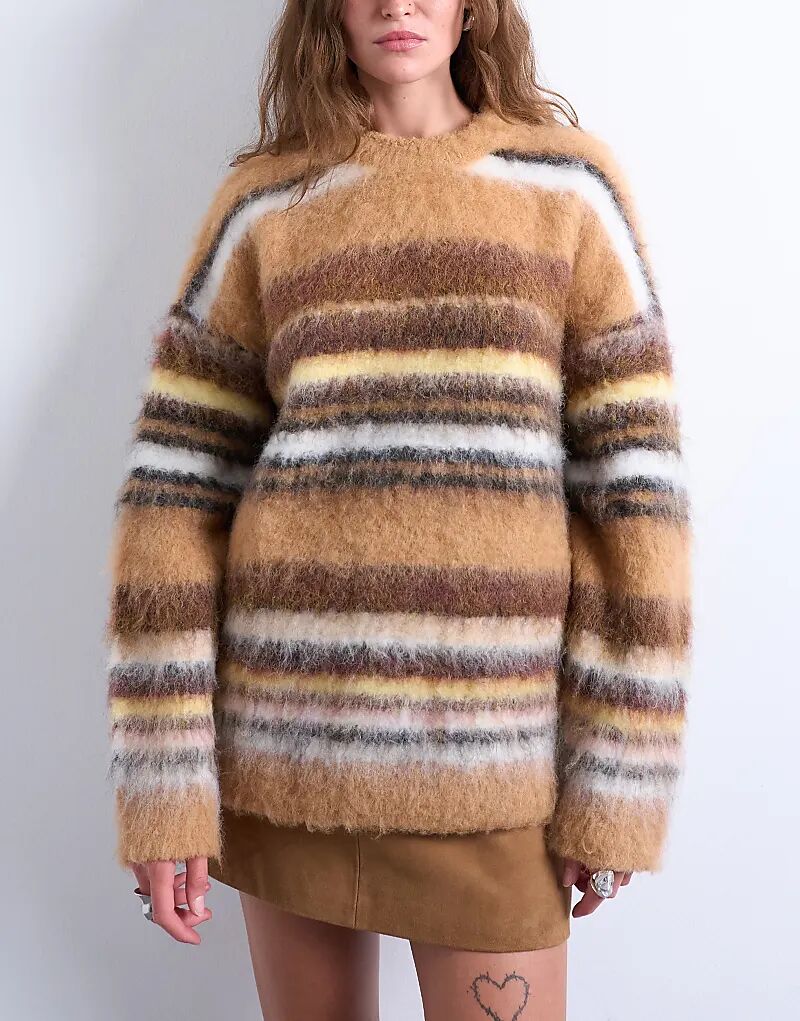 Вязаный объемный джемпер Topshop в полоску нейтрального цвета
Вязаный объемный джемпер Topshop в полоску нейтрального цвета