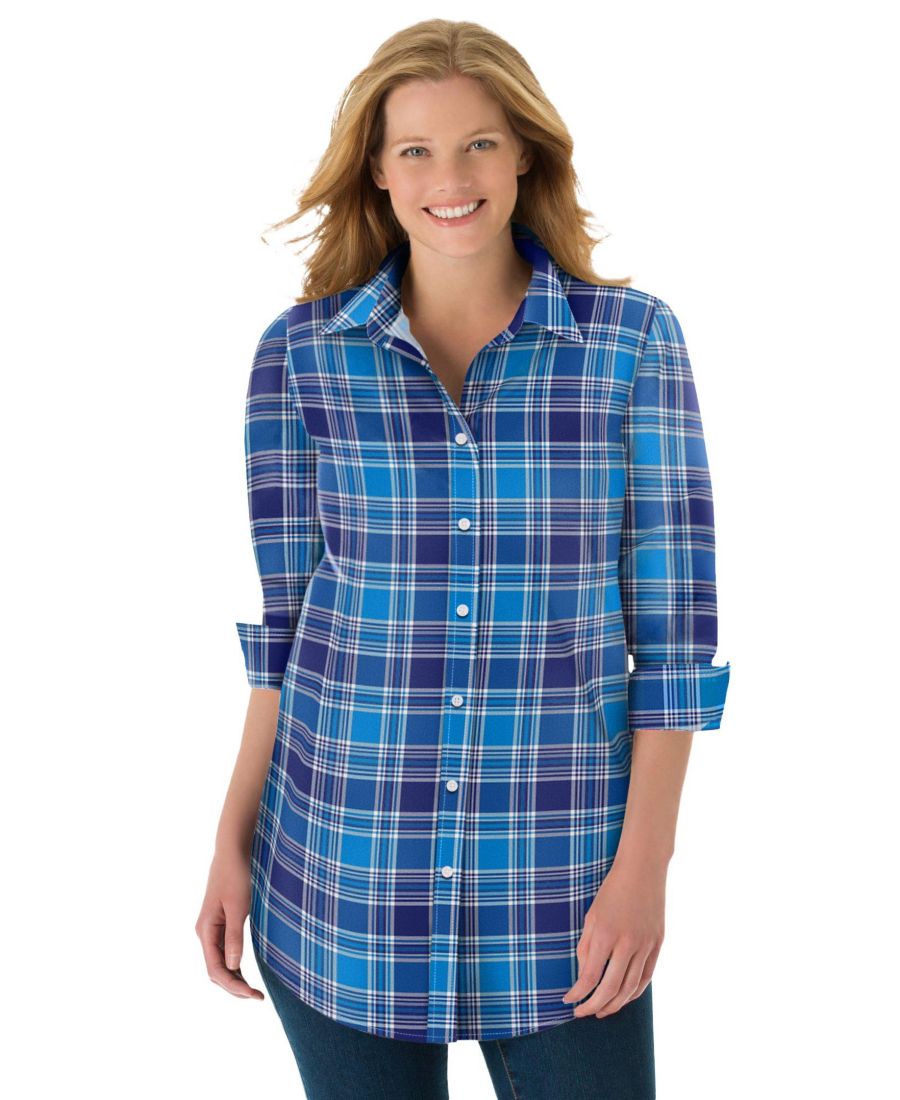 Рубашка с длинным рукавом идеального размера для полных женщин Woman Within, Evening blue pretty plaid
Рубашка с длинным рукавом идеального размера для полных женщин Woman Within, Evening blue pretty plaid