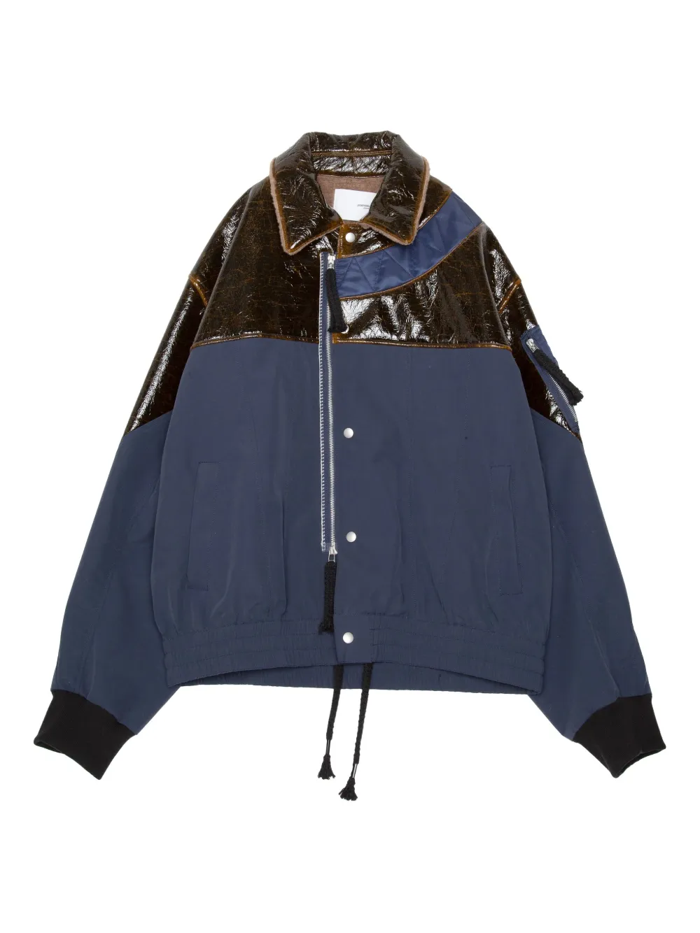 Бомбер с кожаными вставками Yoshiokubo, синий 
Бомбер с кожаными вставками Yoshiokubo, синий