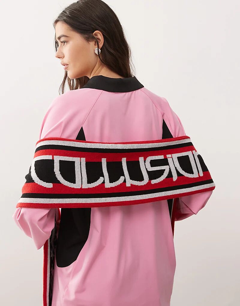 Шарф с логотипом футбольной звезды в красную и черную полоску COLLUSION
Шарф с логотипом футбольной звезды в красную и черную полоску COLLUSION