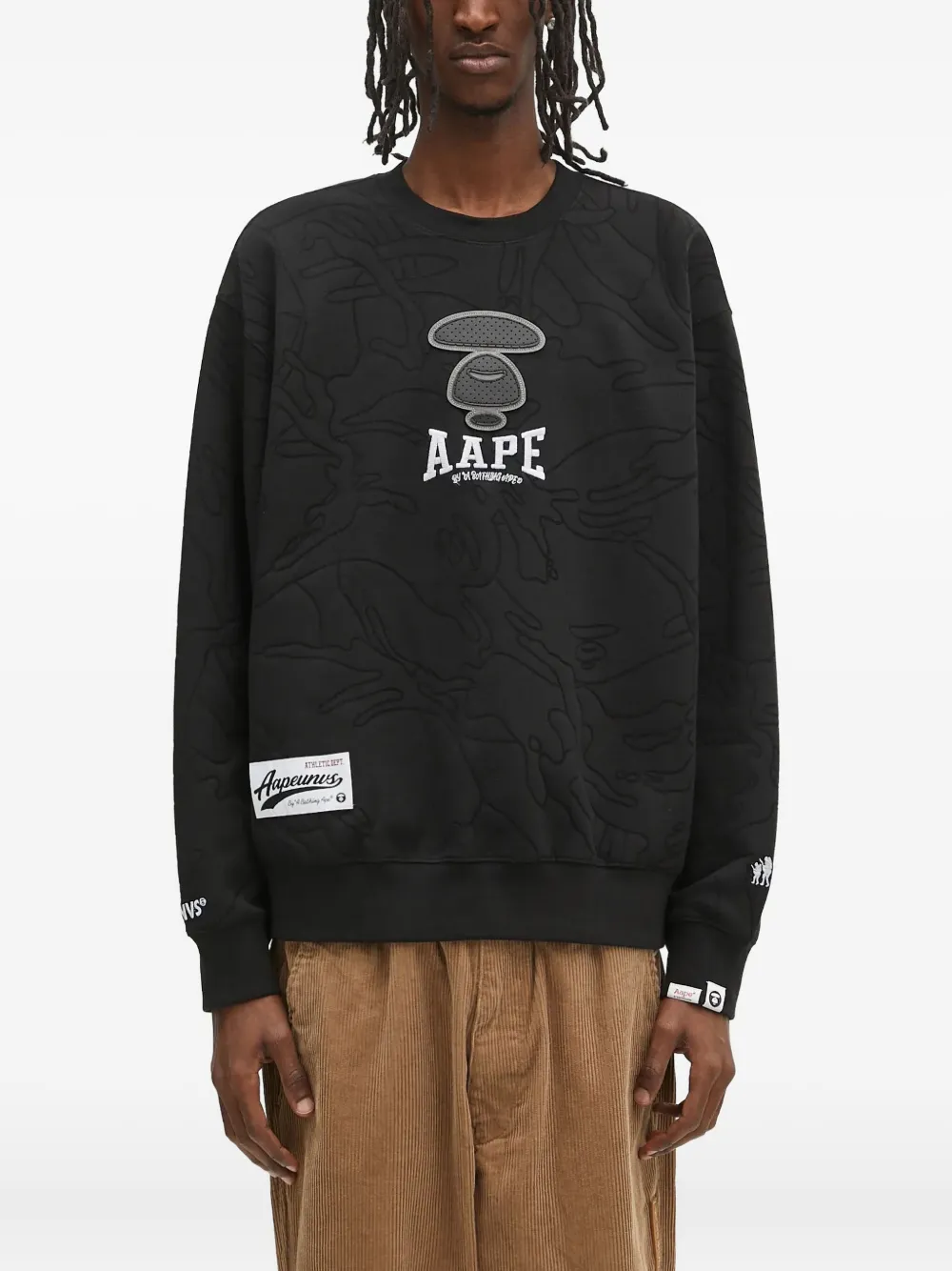 Толстовка с приспущенными плечами AAPE BY *A BATHING APE, черный 
Толстовка с приспущенными плечами AAPE BY *A BATHING APE, черный