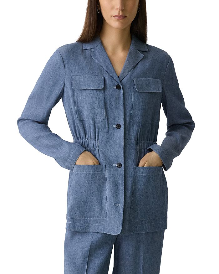 Приталенная куртка из мягкого льна Theory, синий 
Приталенная куртка из мягкого льна Theory, синий