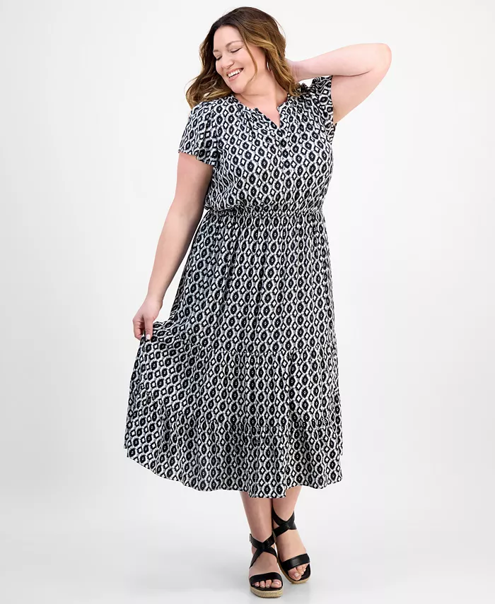 Платье с V-образным вырезом и короткими рукавами, принтованное, больших размеров Style & Co, черный
Платье с V-образным вырезом и короткими рукавами, принтованное, больших размеров Style & Co, черный