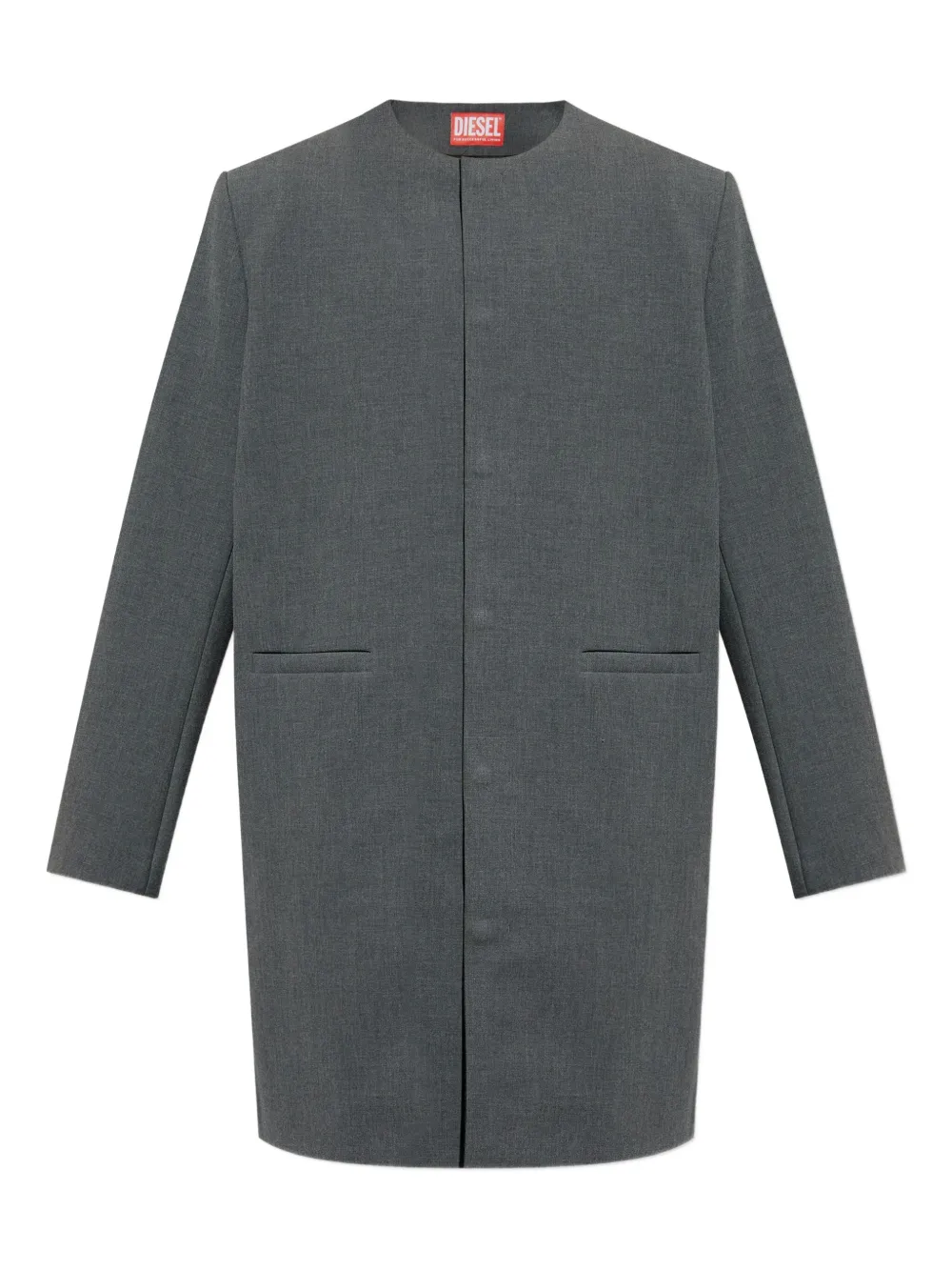 Однобортное пальто без воротника Diesel, серый
Однобортное пальто без воротника Diesel, серый