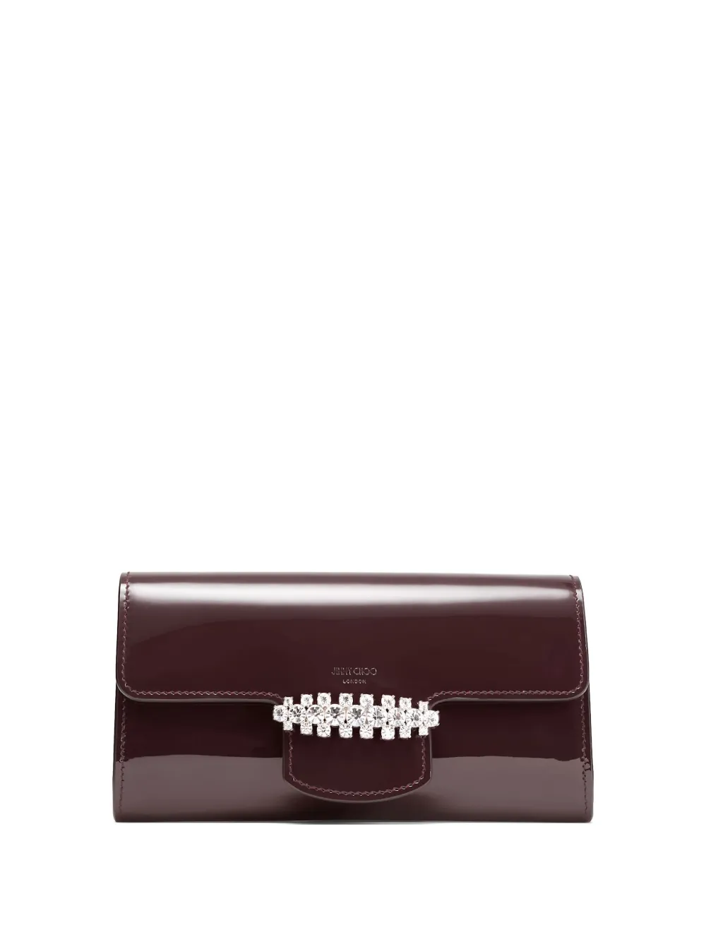Лакированный клатч Bing с кристаллами JIMMY CHOO, коричневый 
Лакированный клатч Bing с кристаллами JIMMY CHOO, коричневый