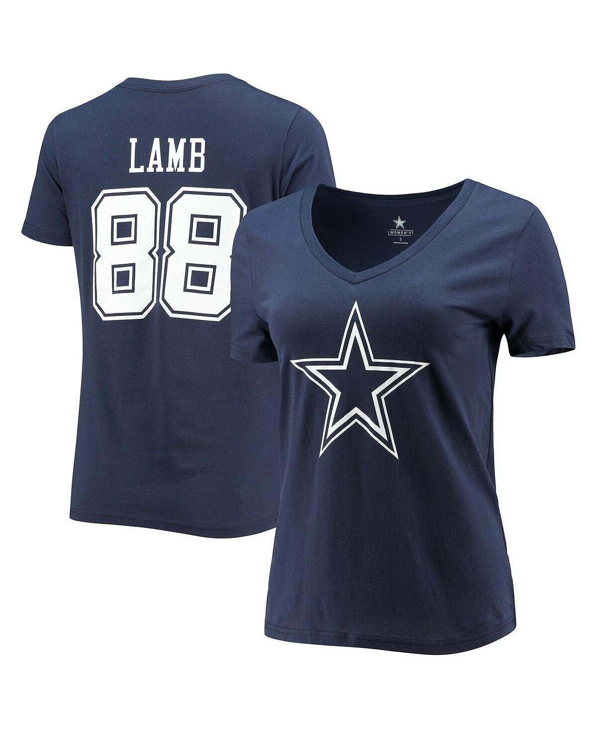 Женская фирменная футболка CeeDee Lamb темно-синего цвета с изображением игрока Dallas Cowboys, именем и номером, с v-образным вырезом Fanatics, темно-синий
Женская фирменная футболка CeeDee Lamb темно-синего цвета с изображением игрока Dallas Cowboys, именем и номером, с v-образным вырезом Fanatics, темно-синий