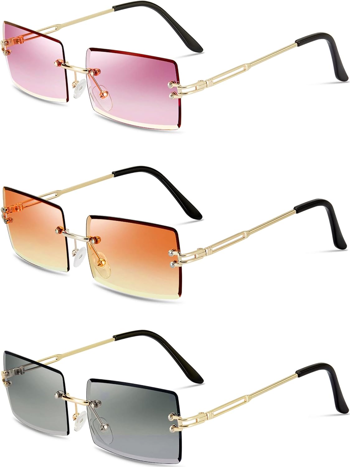 Солнцезащитные очки Weewooday 3 пары, без оправы, прямоугольные, тонированные, безрамочные, винтажные, прозрачные, прямоугольные, в стиле Y2k, Gradient Gray, Gradient Pink, Gradient Orange
Солнцезащитные очки Weewooday 3 пары, без оправы, прямоугольные, тонированные, безрамочные, винтажные, прозрачные, прямоугольные, в стиле Y2k, Gradient Gray, Gradient Pink, Gradient Orange